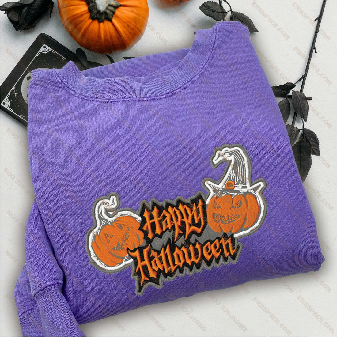 Happy Halloween Pumpkin Embroidery Sweatshirt, Halloween Embroidery Sweatshirt HLW_M1696