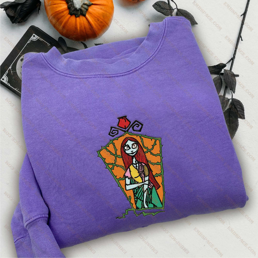 Queen Near Window Halloween Embroidery Sweatshirt, Halloween Embroidery Sweatshirt HLW_M1699