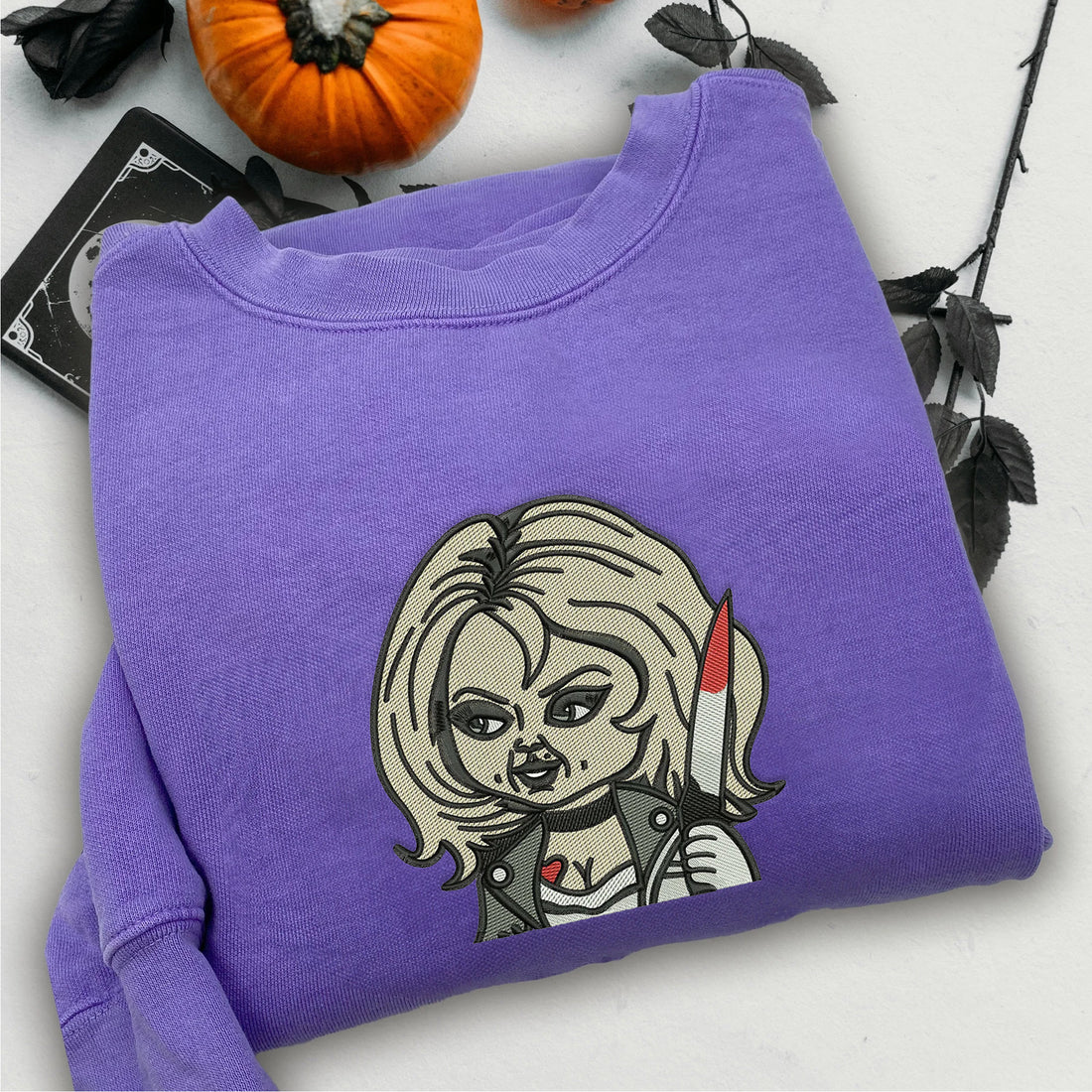 Bride Of Horror Character Embroidery Sweatshirt, Halloween Embroidery Sweatshirt HLW_M729