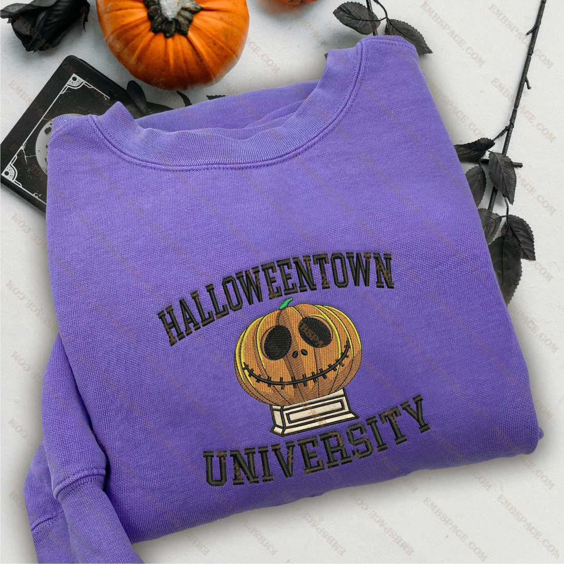 Halloweentown Pumpkin Unversity Embroidery Sweatshirt, Halloween Embroidery Sweatshirt HLW_M1671