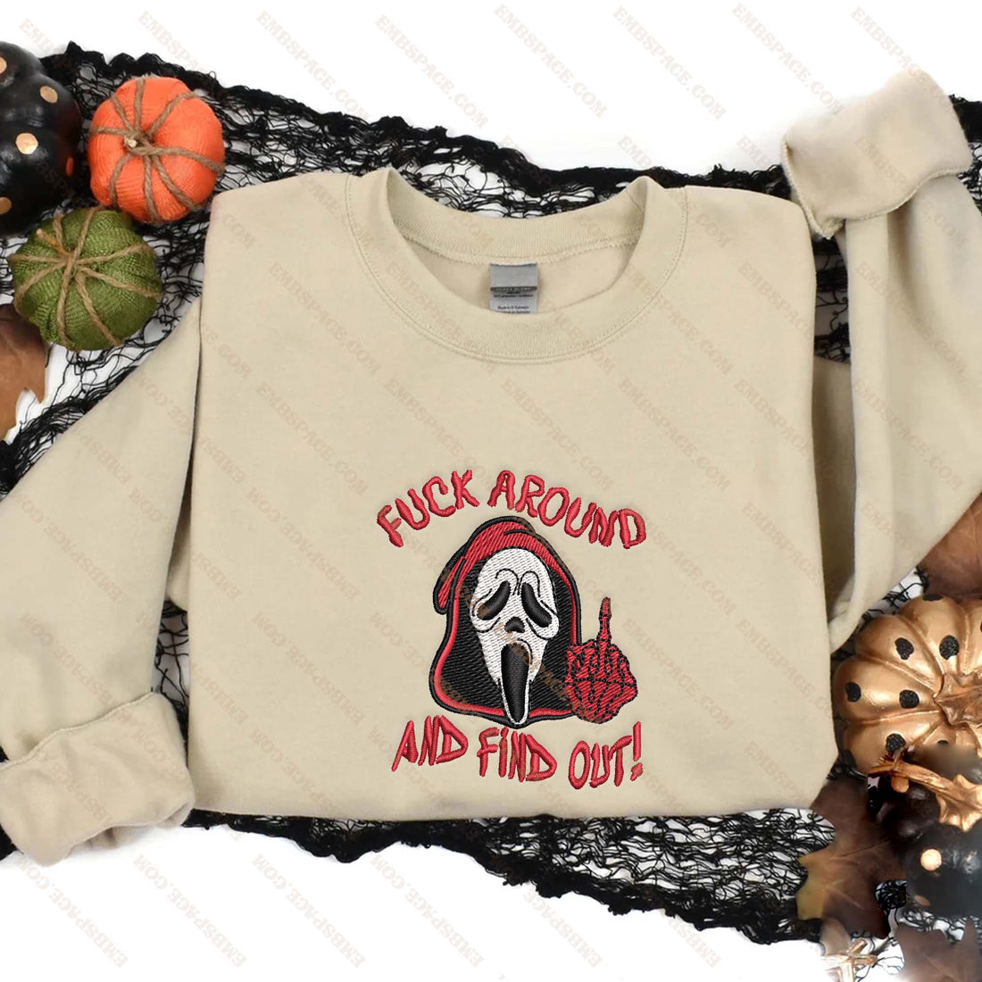 Find Out Ghost Halloween Embroidery Sweatshirt, Halloween Embroidery Sweatshirt HLW_M2102