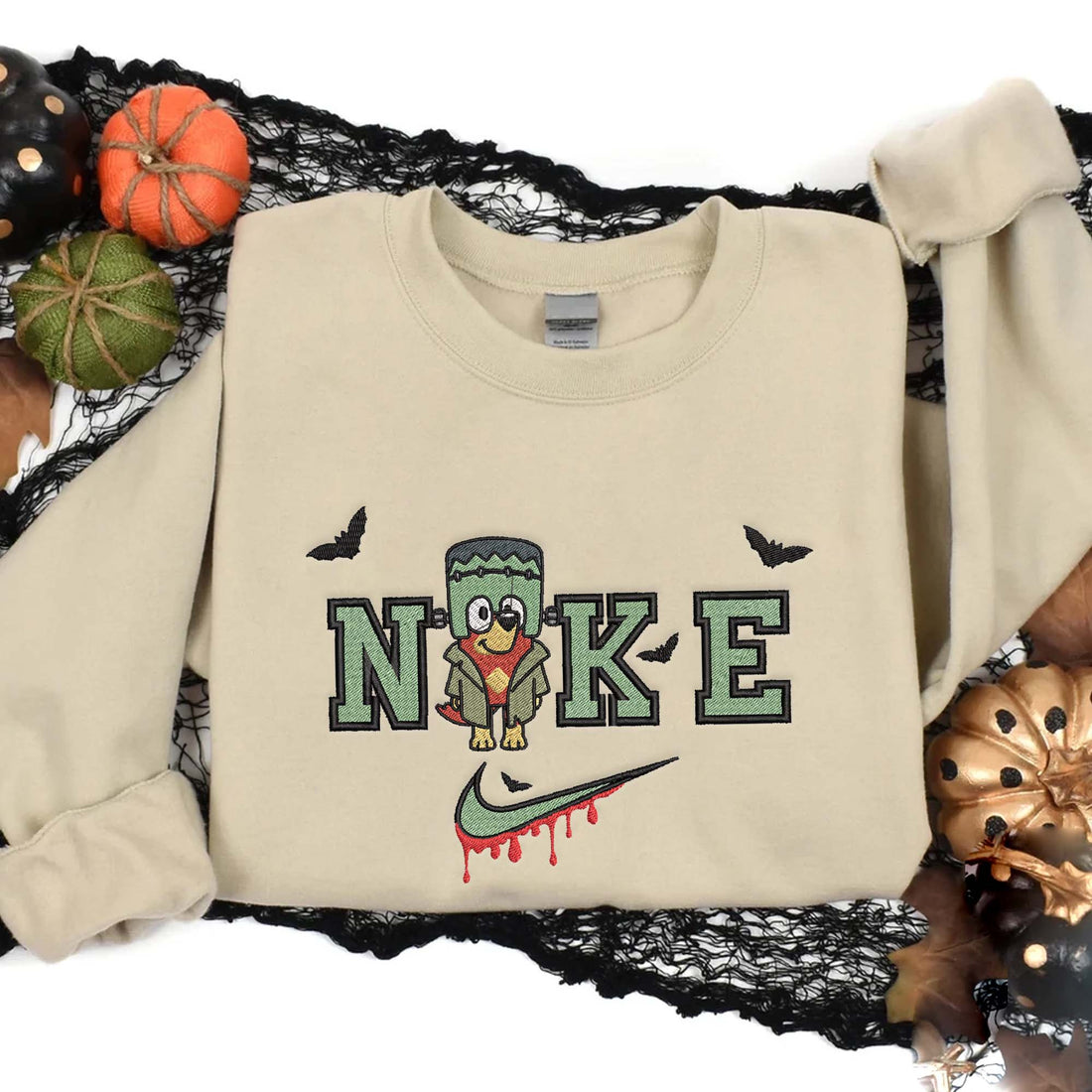 N Cartoon Character Embroidery Sweatshirt, Halloween Embroidery Sweatshirt HLW_M597