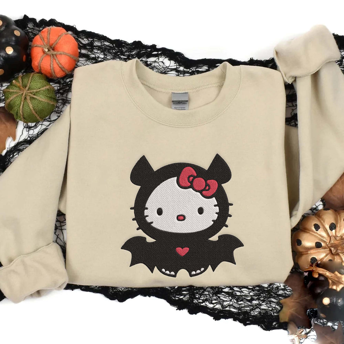 Mew Bat Halloween Embroidered Sweatshirt, Halloween Embroidery Sweatshirt HLW_M514