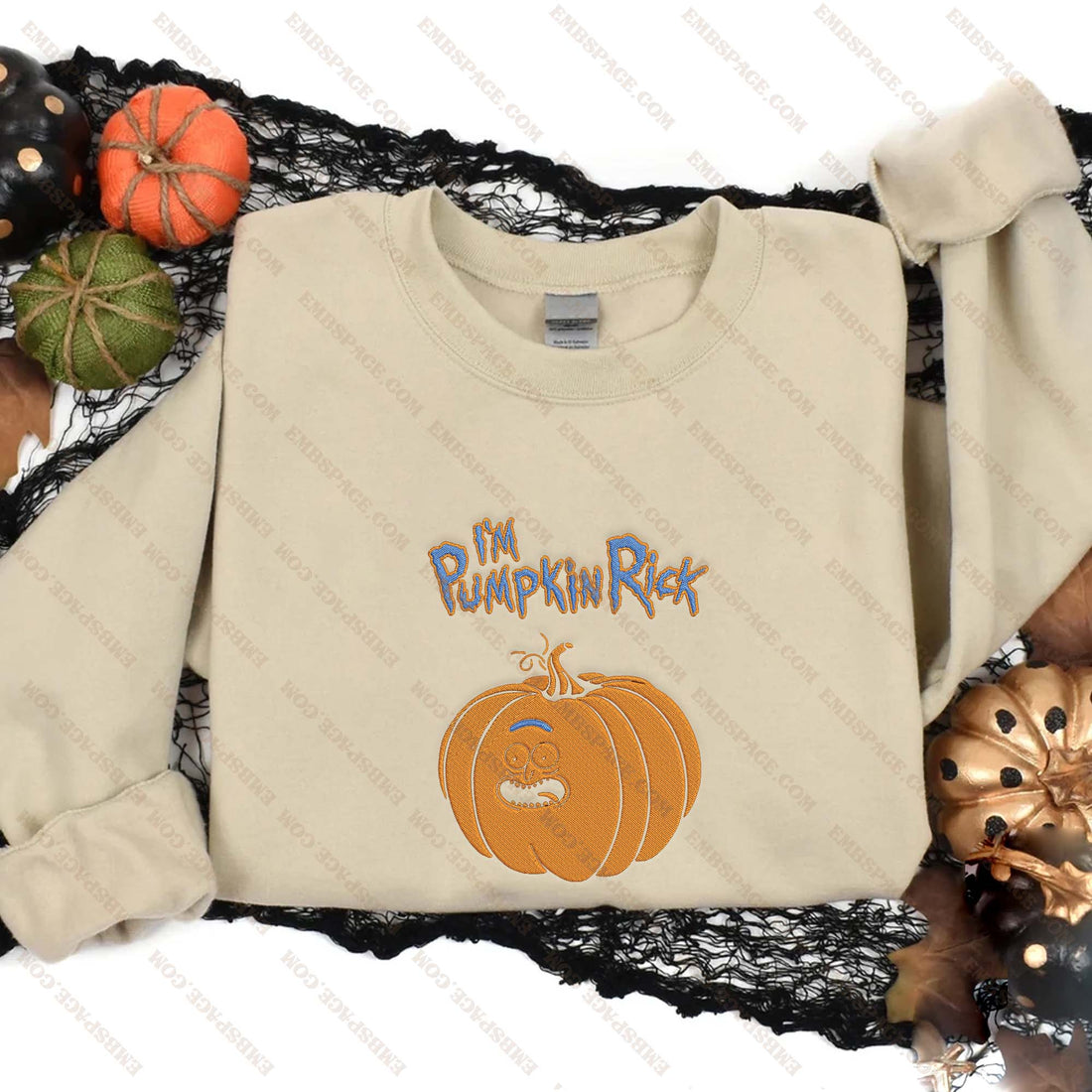 Im Pumpkin Rick Embroidery Sweatshirt, Halloween Embroidery Sweatshirt HLW_M1648