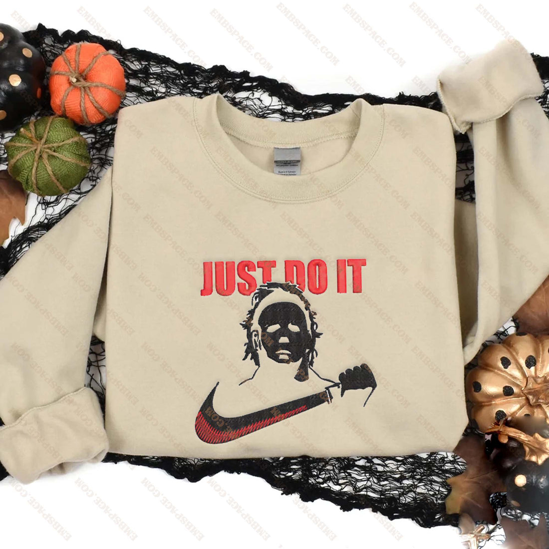 N Horror Halloween Just Do It Embroidery Sweatshirt, Halloween Embroidery Sweatshirt HLW_M2031