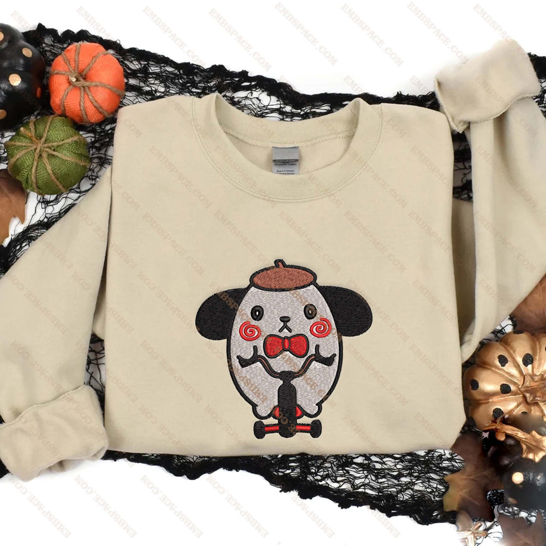 Cat Horror Halloween Embroidery Sweatshirt, Halloween Embroidery Sweatshirt HLW_M2012
