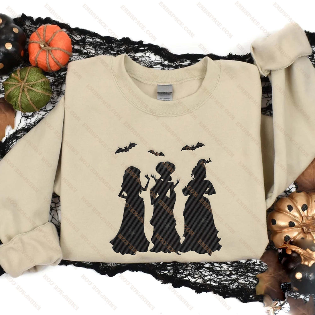 HalIoween Black Sanderson Sister Embroidery Sweatshirt, Halloween Embroidery Sweatshirt HLW_M1889