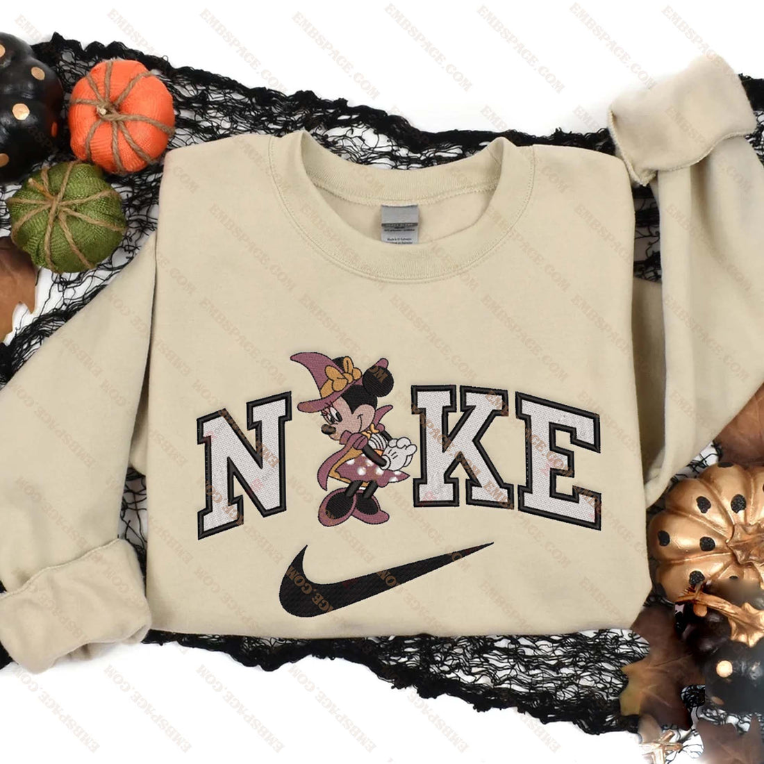 N Girl Mouse Halloween Embroidery Sweatshirt, Halloween Embroidery Sweatshirt HLW_M1834