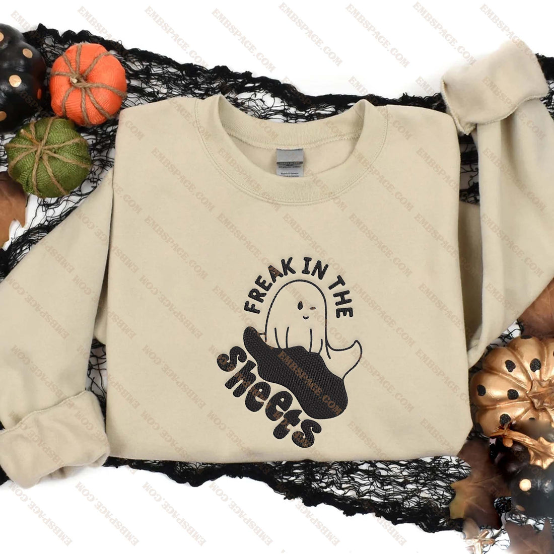 Ghost Freak In The Sheets Embroidery Sweatshirt, Halloween Embroidery Sweatshirt HLW_M1644