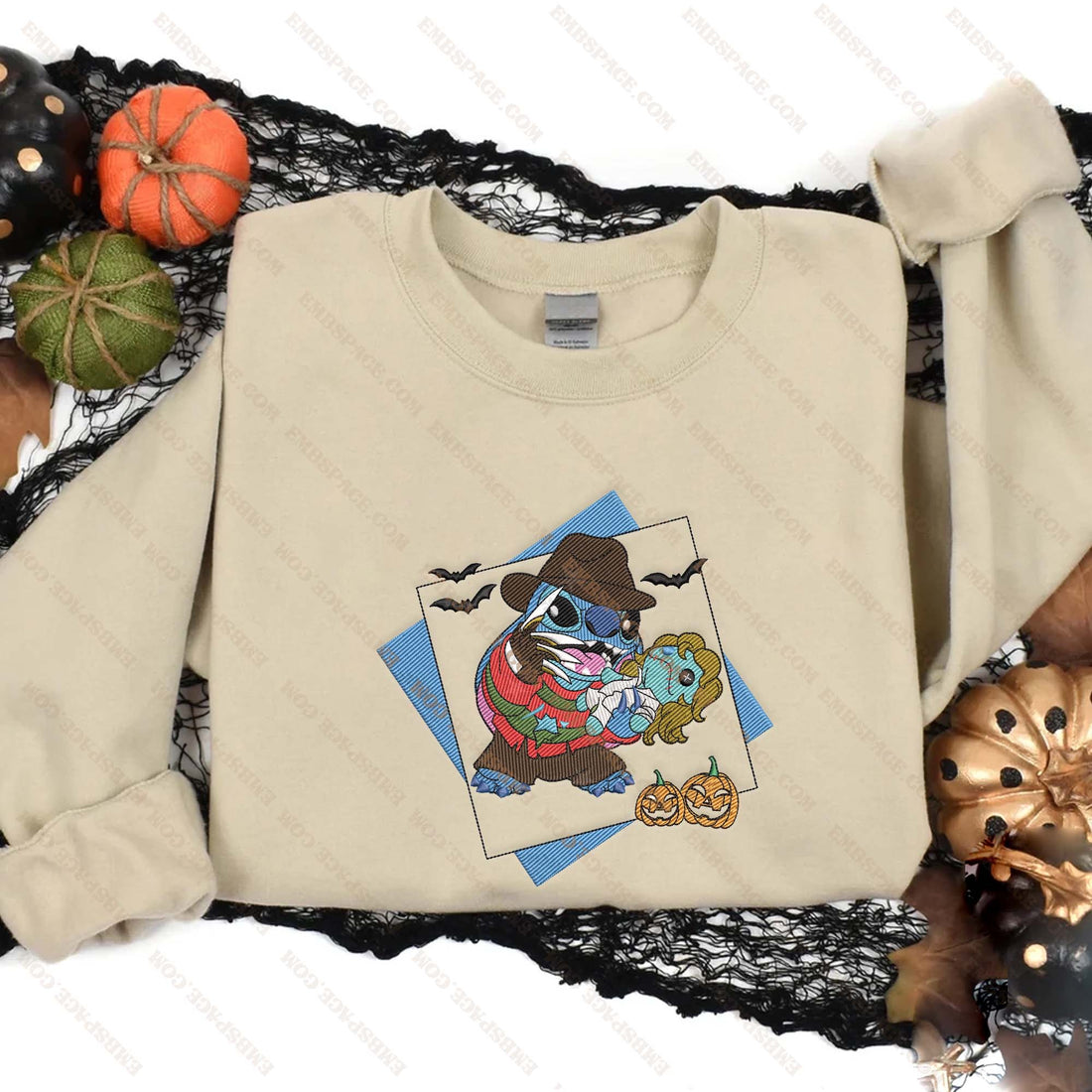Horror Cartoon Character Halloween Embroidery Sweatshirt, Halloween Embroidery Sweatshirt HLW_M1824