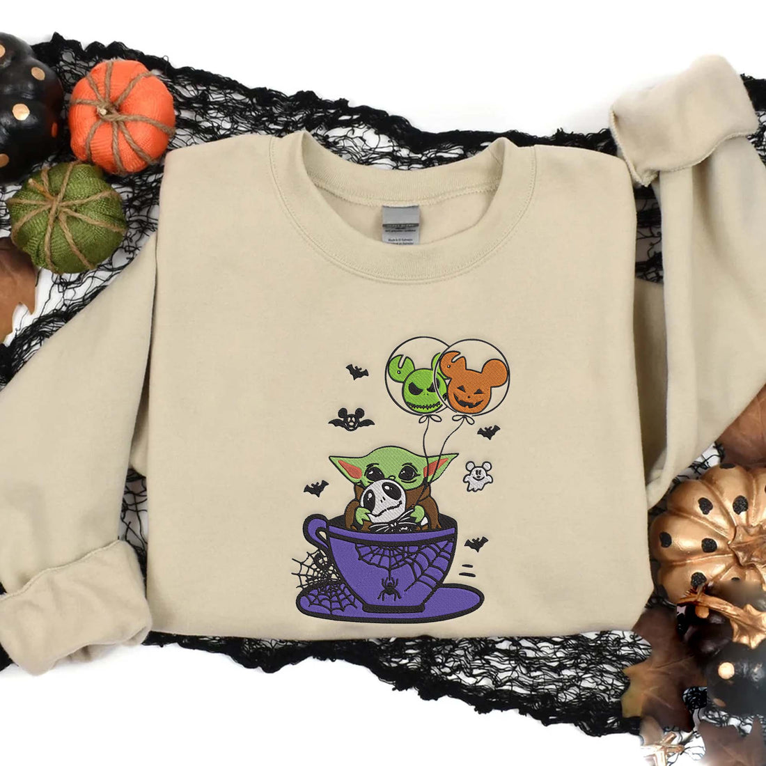 Baby Monster witht Horror Balloon Sweatshirt, Halloween Embroidery Sweatshirt HLW_M465
