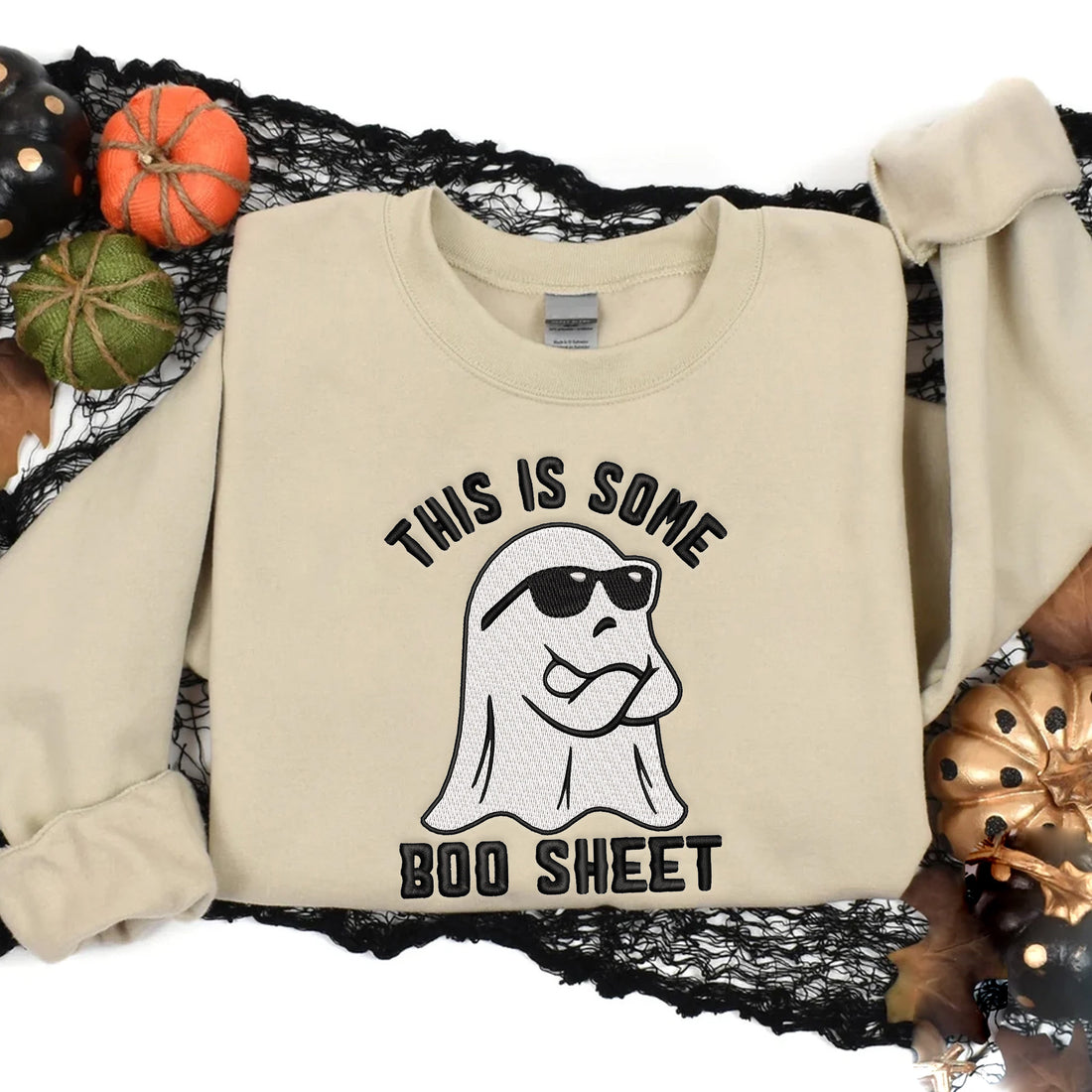 This Is Some Boo Ghost Sheet Sweatshirt, Halloween Embroidery Sweatshirt HLW_M107
