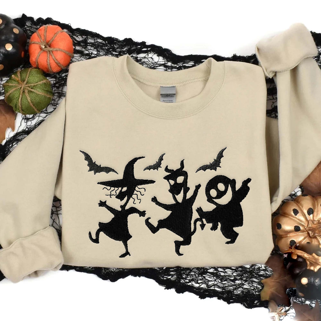 Group of Horror Embroidery Halloween Sweatshirt, Halloween Embroidery Sweatshirt HLW_M386