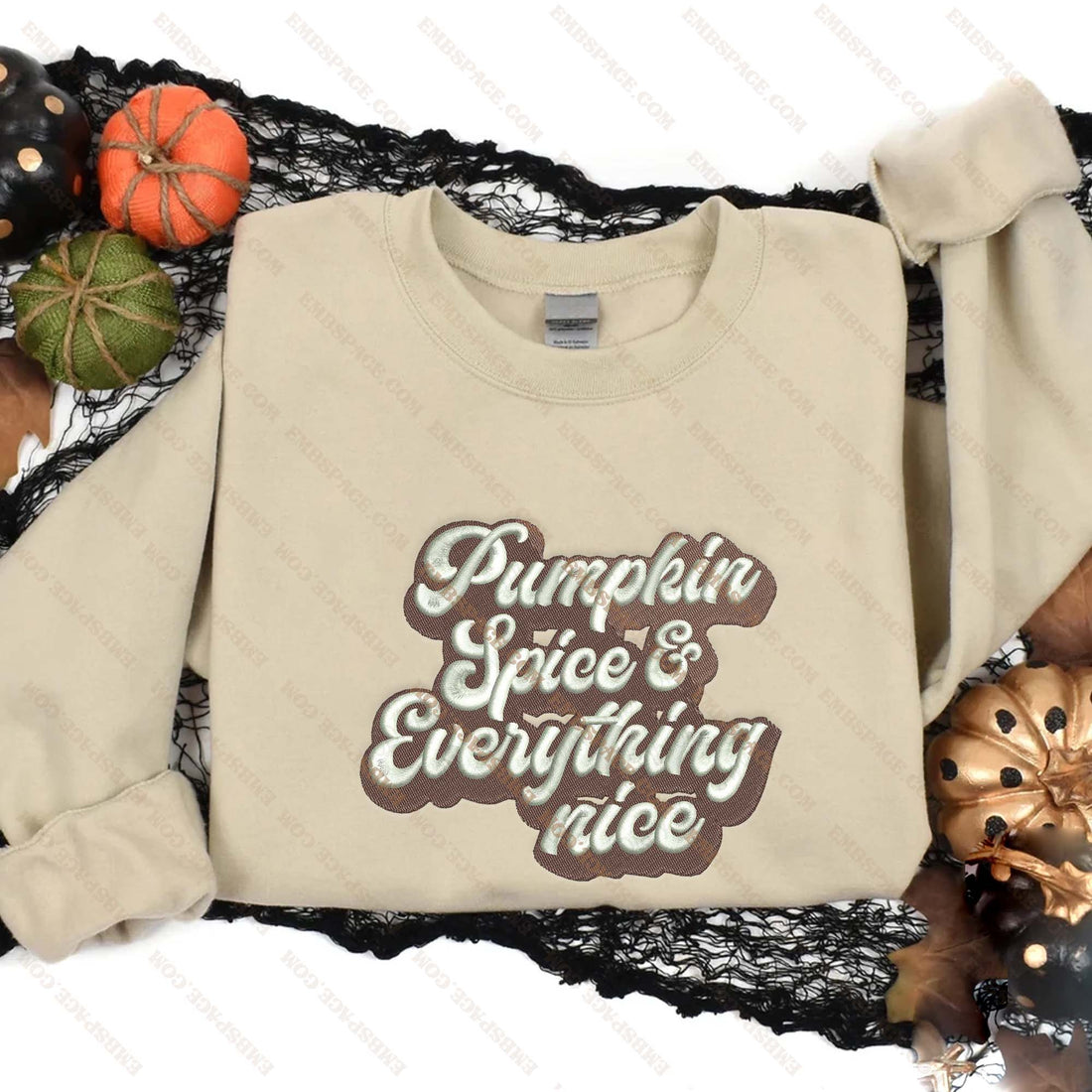 Pumpkin Spice and Everything Nice Embroidery  Sweatshirt, Halloween Embroidery Sweatshirt HLW_M1682