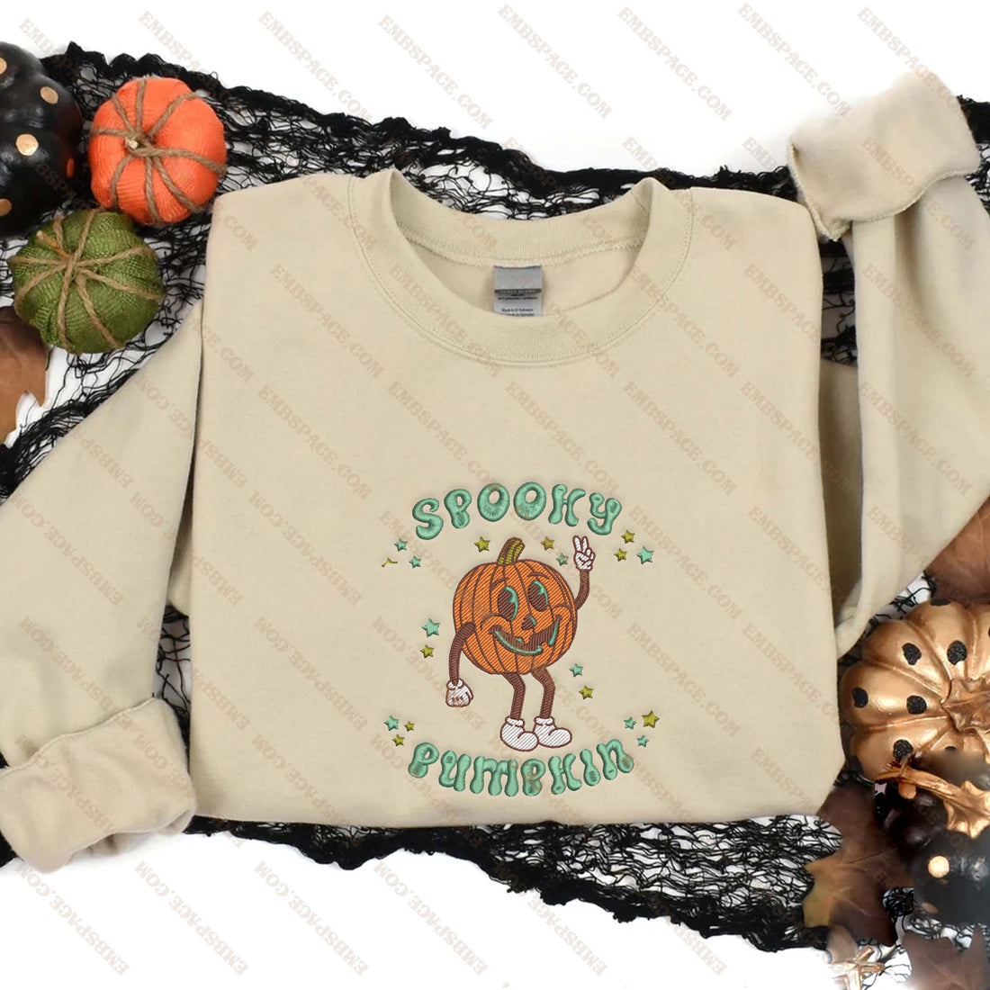 Spooky Pumpkin Feeling Embroidery Sweatshirt, Halloween Embroidery Sweatshirt HLW_M1615