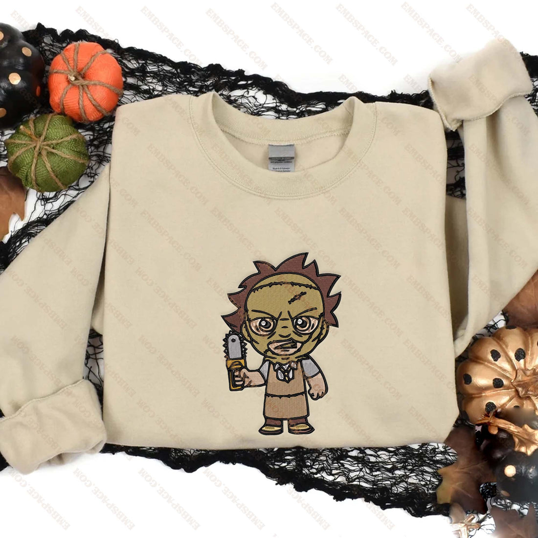 The Murderer with The saw Halloween Embroidery Sweatshirt, Halloween Embroidery Sweatshirt HLW_M1813