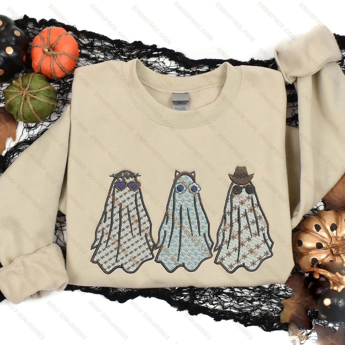 Cowboy Ghosts Halloween Embroidery Sweatshirt, Halloween Embroidery Sweatshirt HLW_M1691