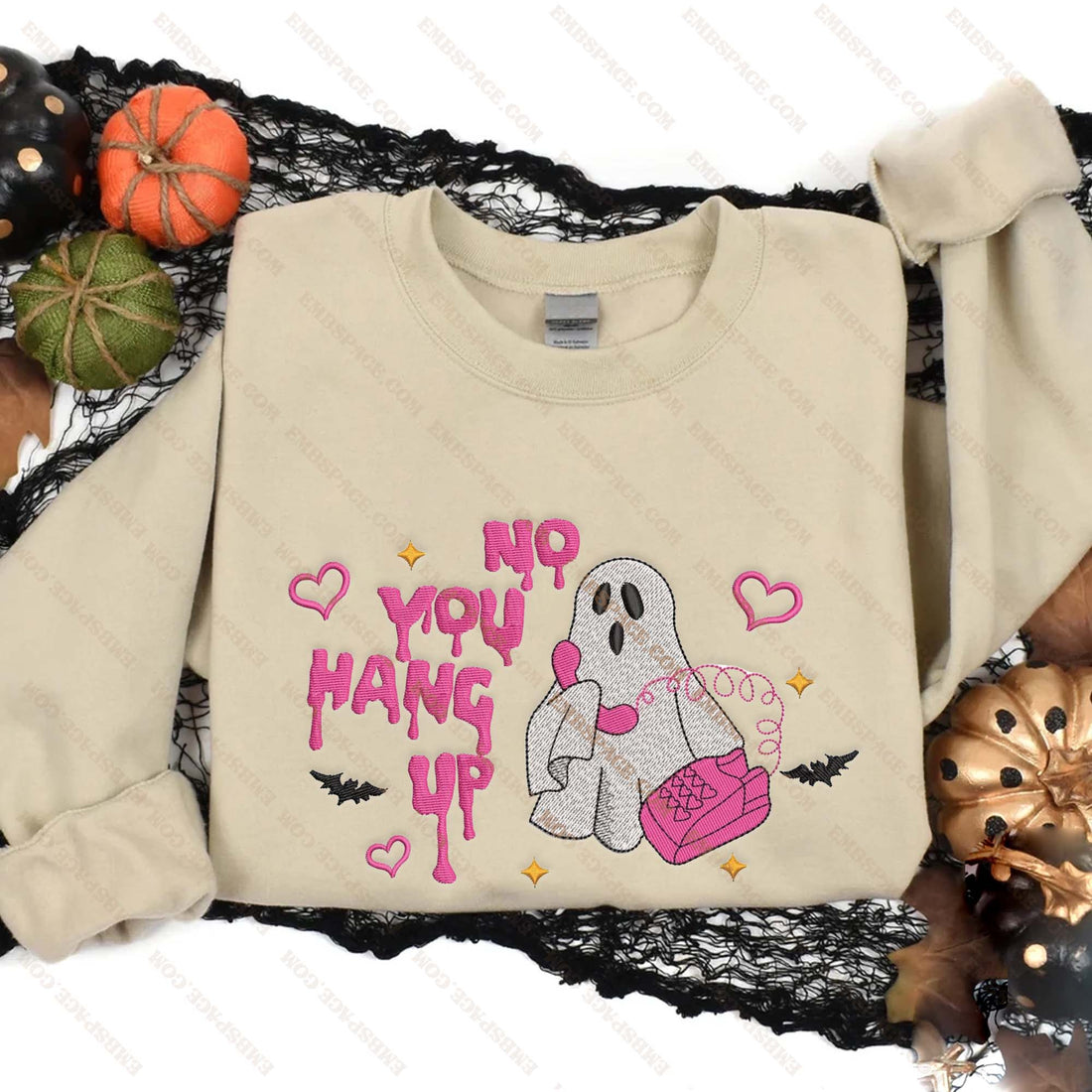 Halloween Ghost No Hang You Up Embroidery Sweatshirt, Halloween Embroidery Sweatshirt HLW_M1749