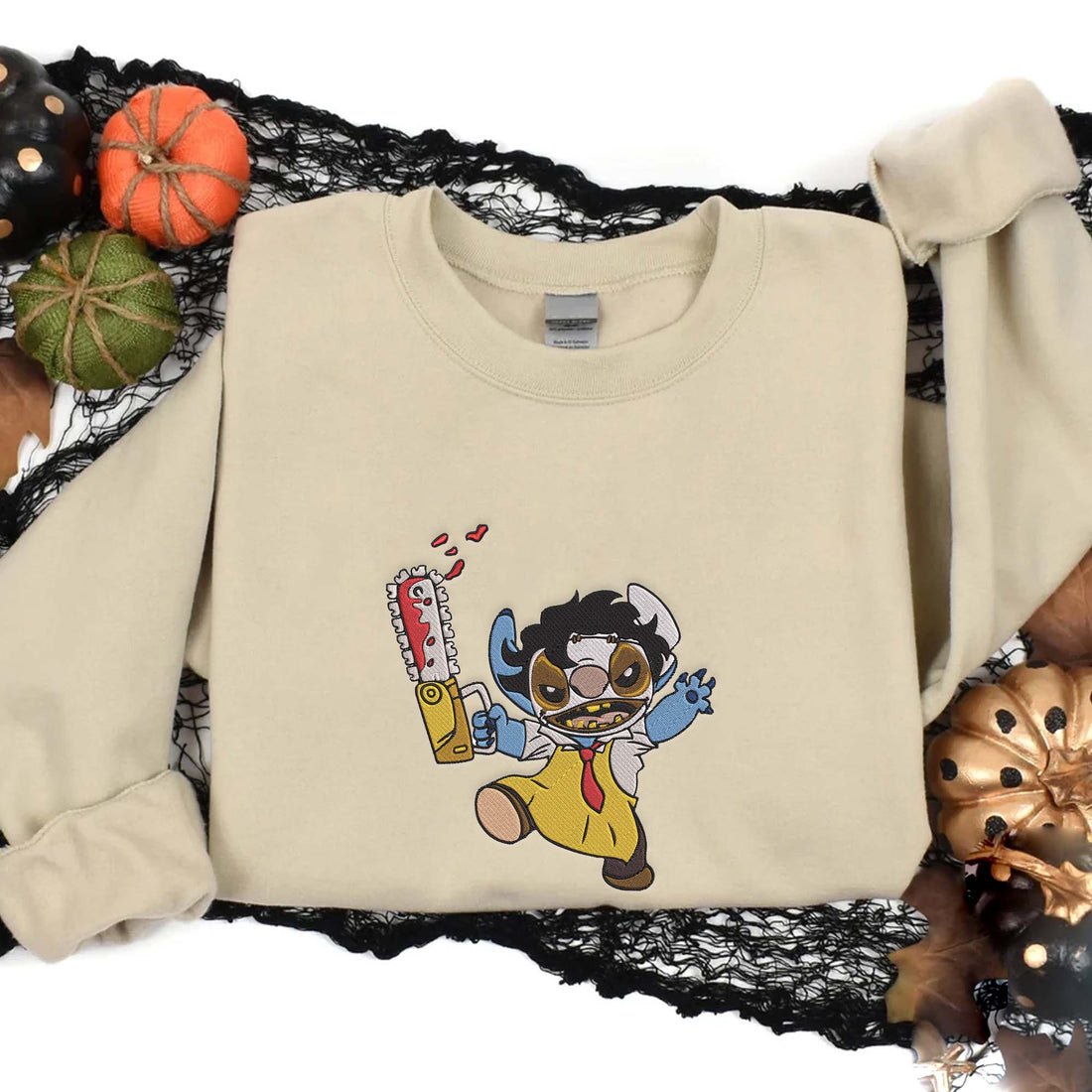 Cartoon Horror Character Halloween Sweatshirt, Halloween Embroidery Sweatshirt HLW_M491