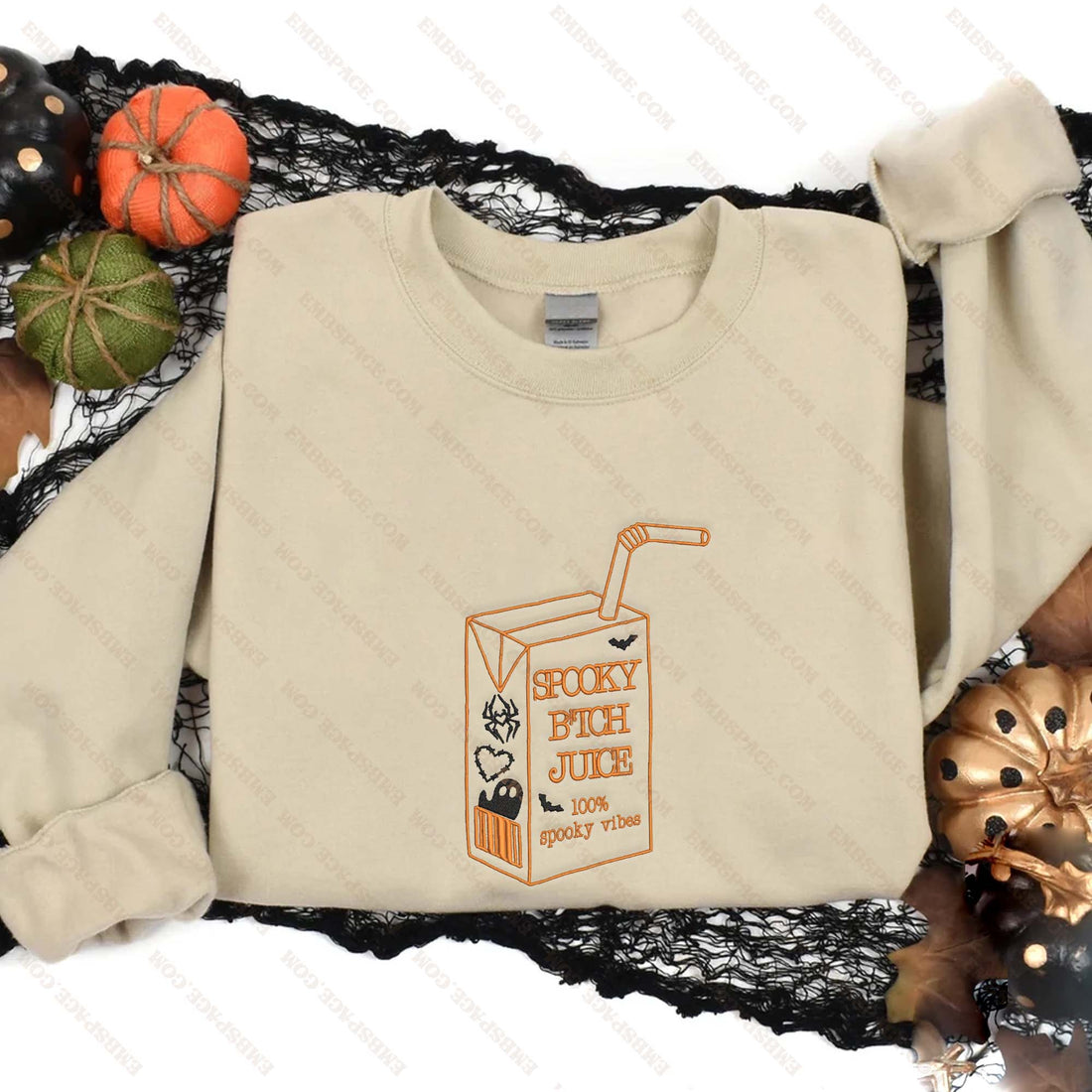 Halloween Spooky B*tch Juice Aesthetic Embroidery Sweatshirt, Halloween Embroidery Sweatshirt HLW_M1738