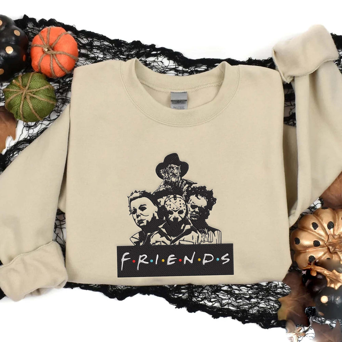 Horror Characters Friends Embroidery Sweatshirt, Halloween Embroidery Sweatshirt HLW_M480