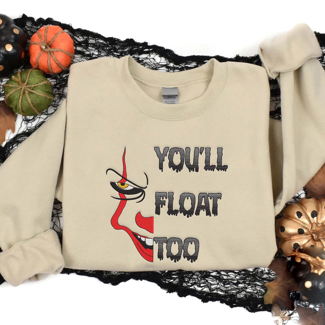 You'll Float Too Dancing Clown With Balloon Sweatshirt, Halloween Embroidery Sweatshirt HLW_M211