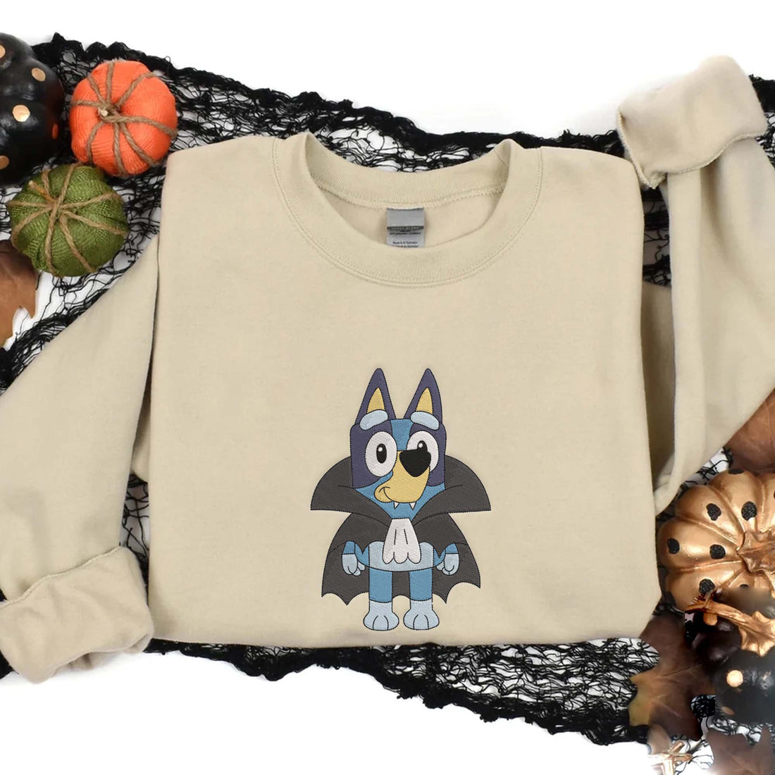 Blue Dog Embroidery Sweatshirt, Halloween Embroidery Sweatshirt HLW_M265
