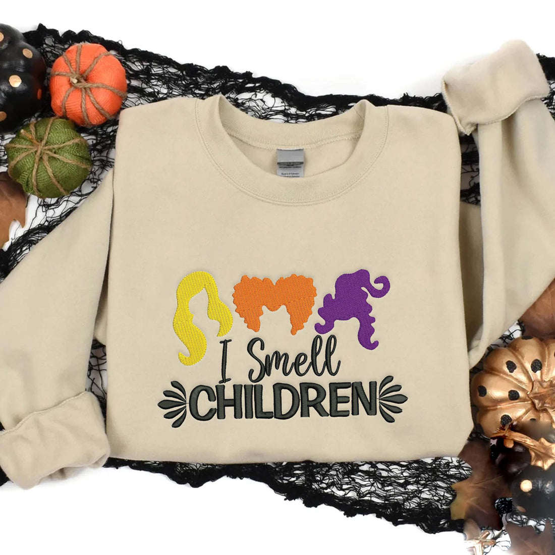 Cute Horror Witch Sanderson Sisters Sweatshirt, Halloween Embroidery Sweatshirt HLW_M41