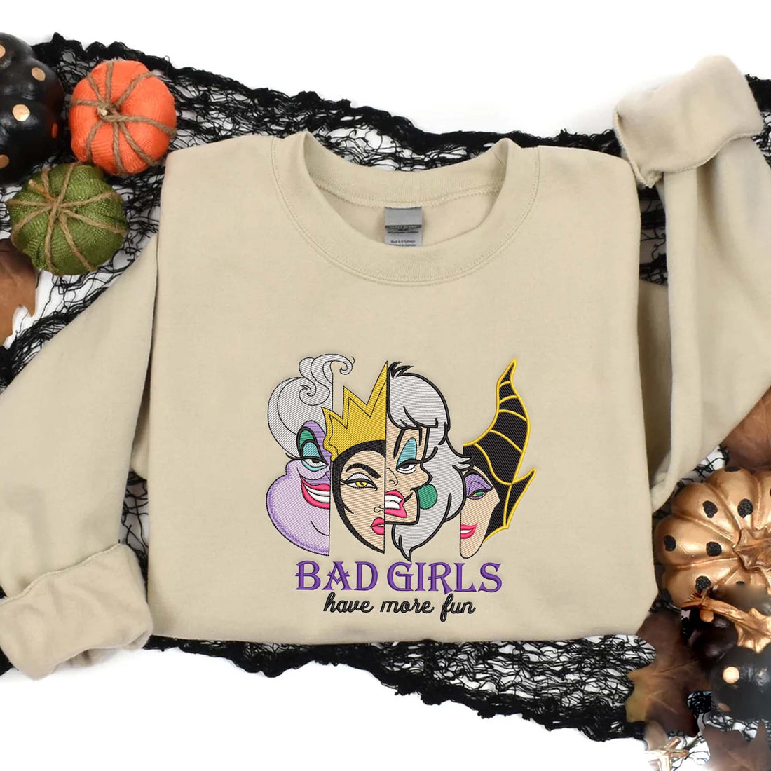 Female Villains Embroidery Sweatshirt, Halloween Embroidery Sweatshirt HLW_M271