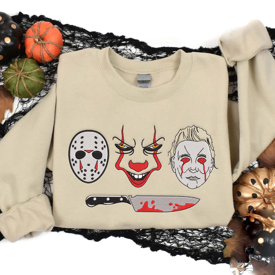 Friends Character Embroidery Sweatshirt, Halloween Embroidery Sweatshirt HLW_M203