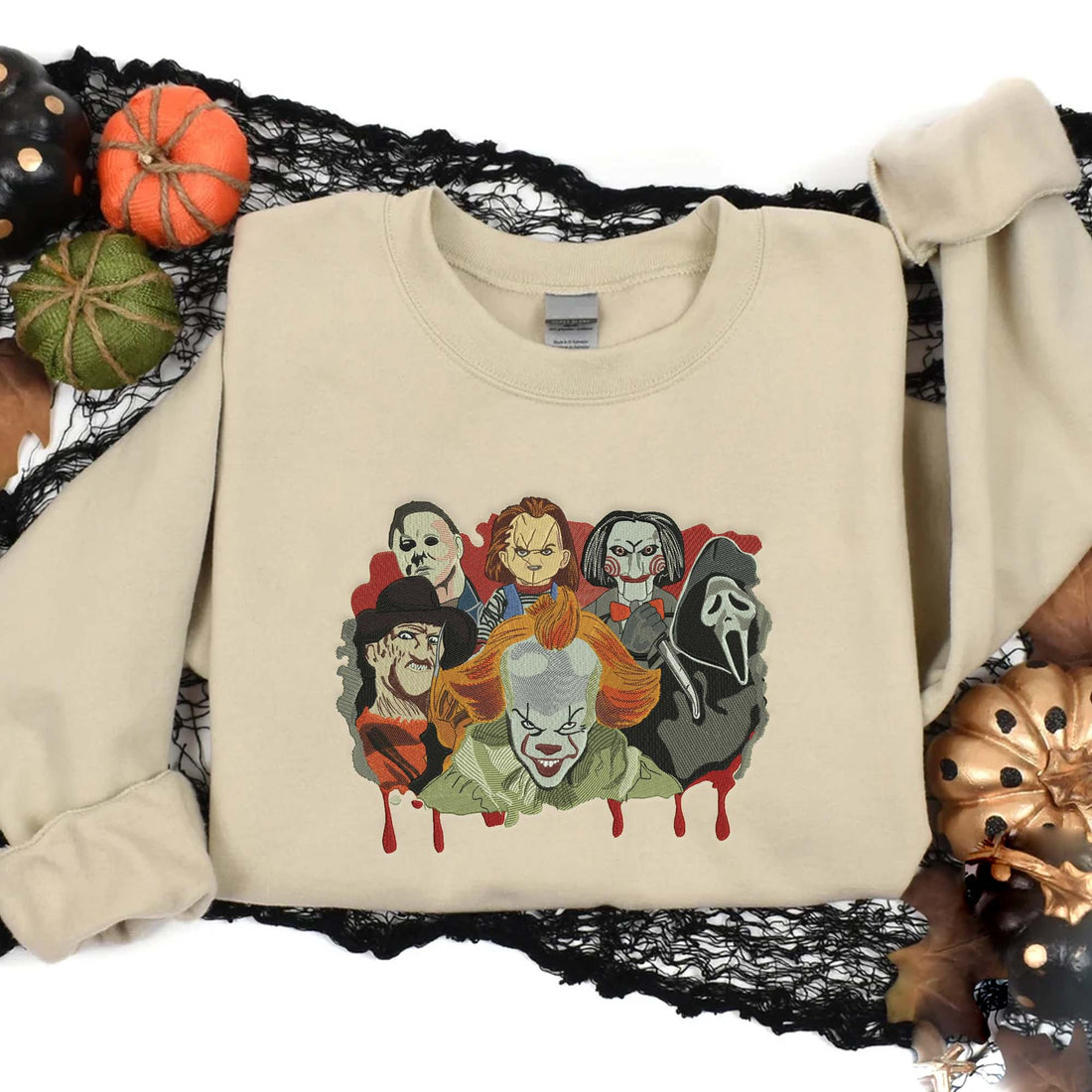 Friend Horror Killer Embroidery Sweatshirt, Halloween Embroidery Sweatshirt HLW_M74