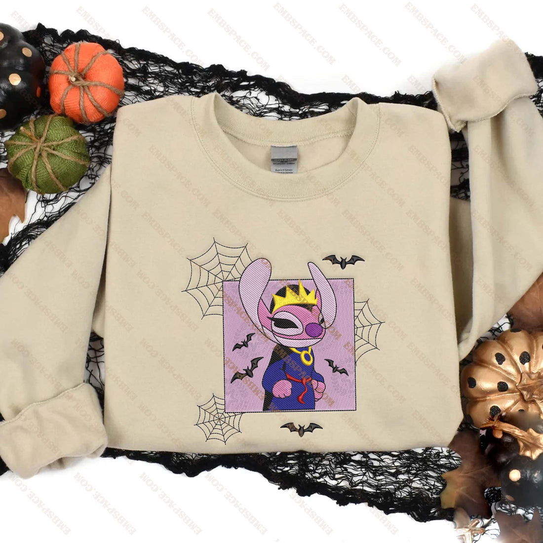 Halloween Pink Monster Villain Queen Embroidery Sweatshirt, Halloween Embroidery Sweatshirt HLW_M1892
