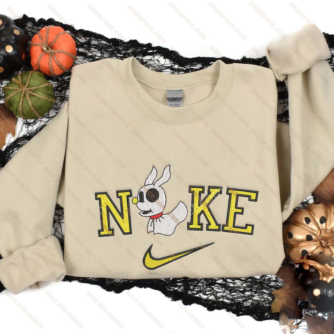 Cartoon Dog Horror Characters in The Bad Dream Embroidery Sweatshirt, Halloween Embroidery Sweatshirt HLW_M1932