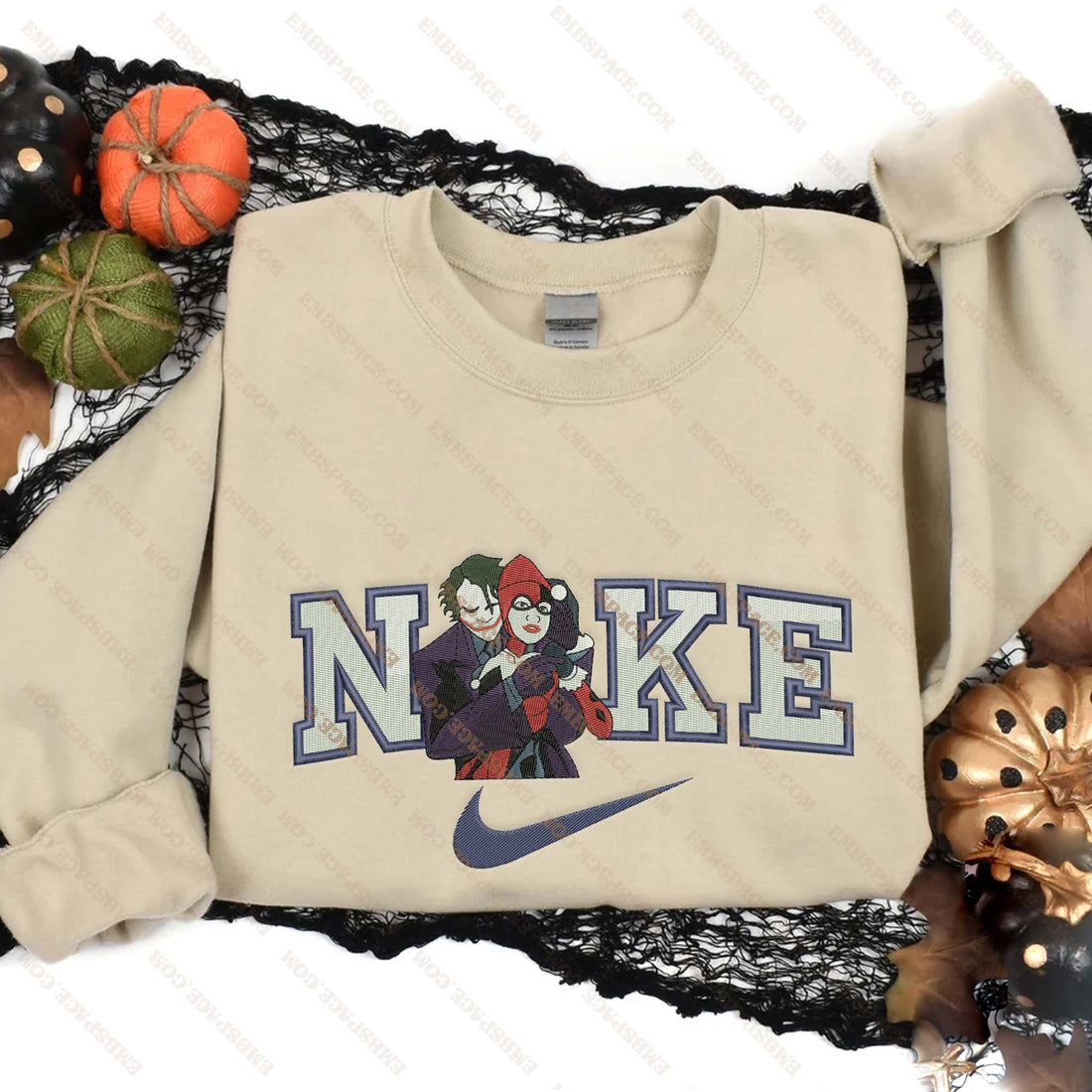 N Couple Horror Halloween Embroidery Sweatshirt, Halloween Embroidery Sweatshirt HLW_M2100
