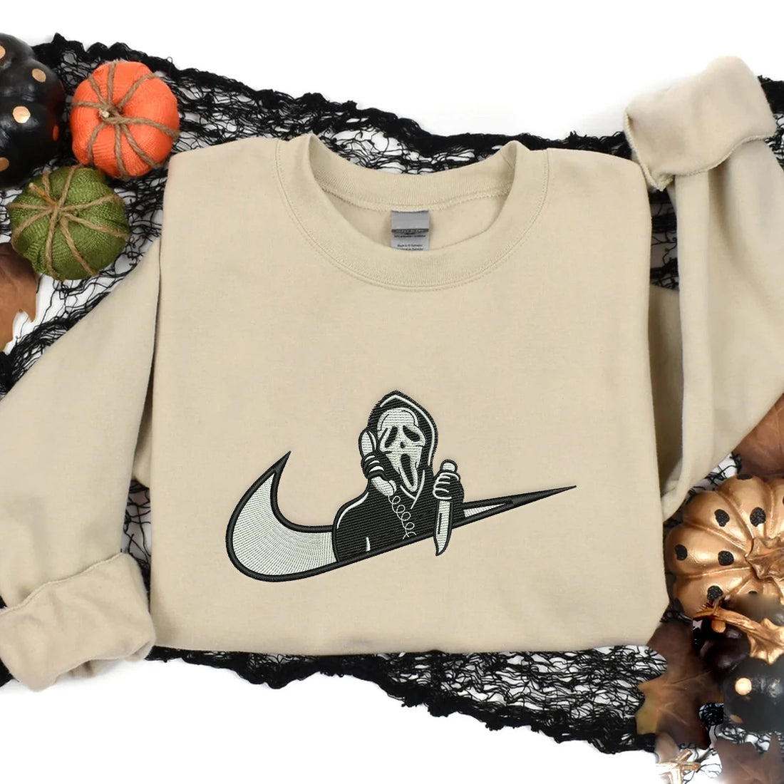 N Ghost Call Phone Halloween Sweatshirt, Halloween Embroidery Sweatshirt HLW_M717