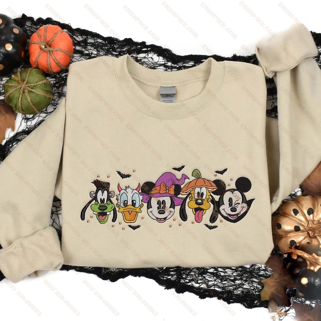 Mouse Friends Halloween Embroidery Sweatshirt, Halloween Embroidery Sweatshirt HLW_M1879