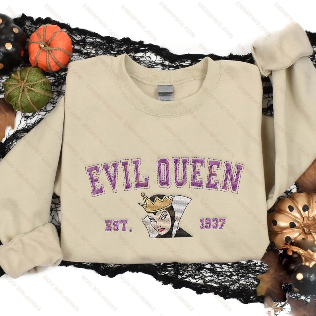 Evil Queen Est 1937 Halloween Embroidery Sweatshirt, Halloween Embroidery Sweatshirt HLW_M2121