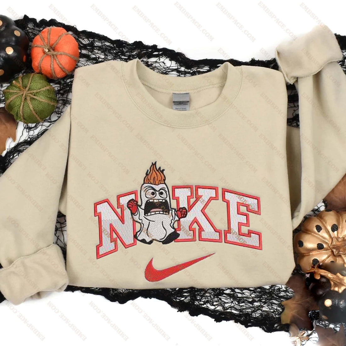 N Cartoon Characters Emotion Feelings Embroidery Sweatshirt, Halloween Embroidery Sweatshirt HLW_M1922