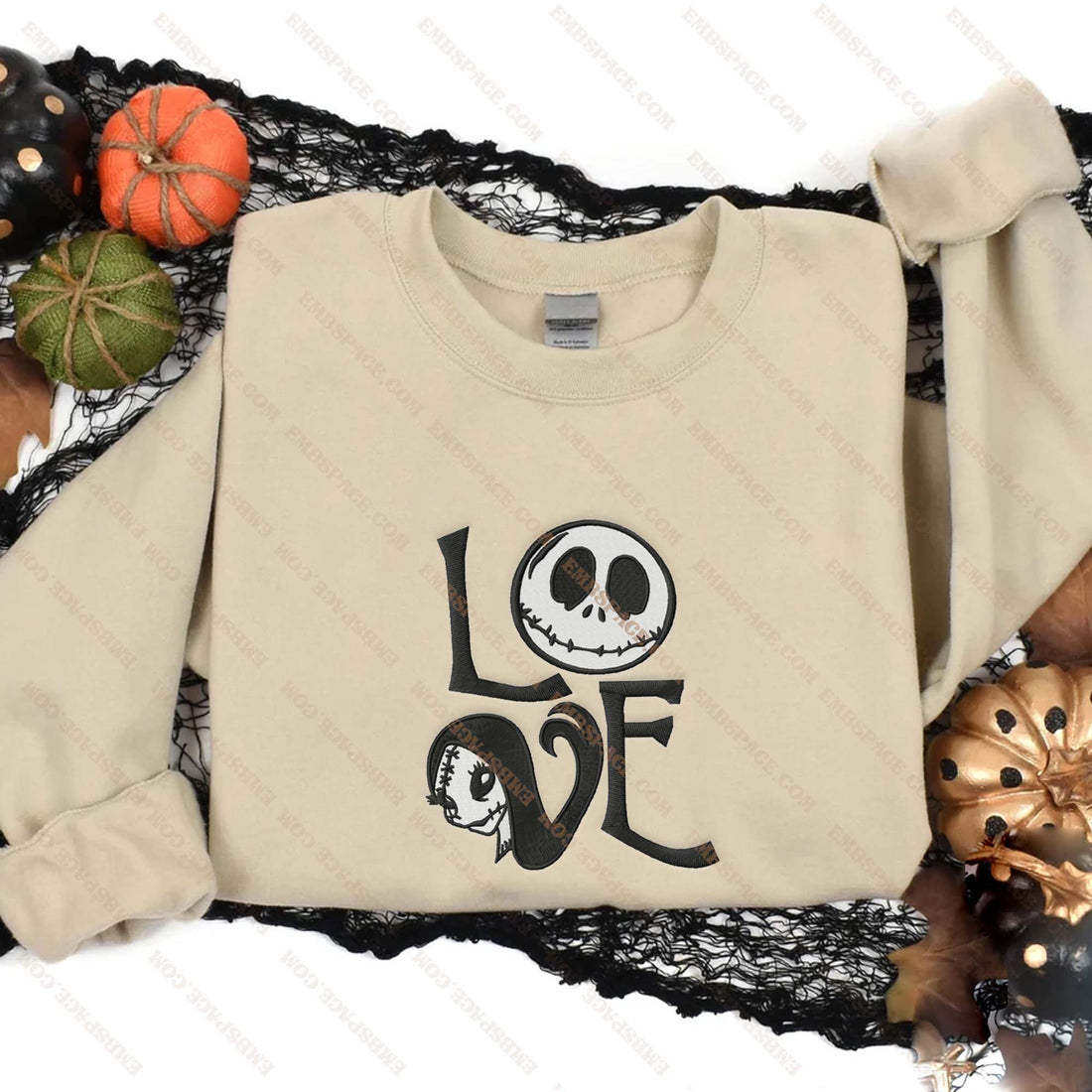 Couple Love Horror Halloween Embroidery Sweatshirt, Halloween Embroidery Sweatshirt HLW_M2091