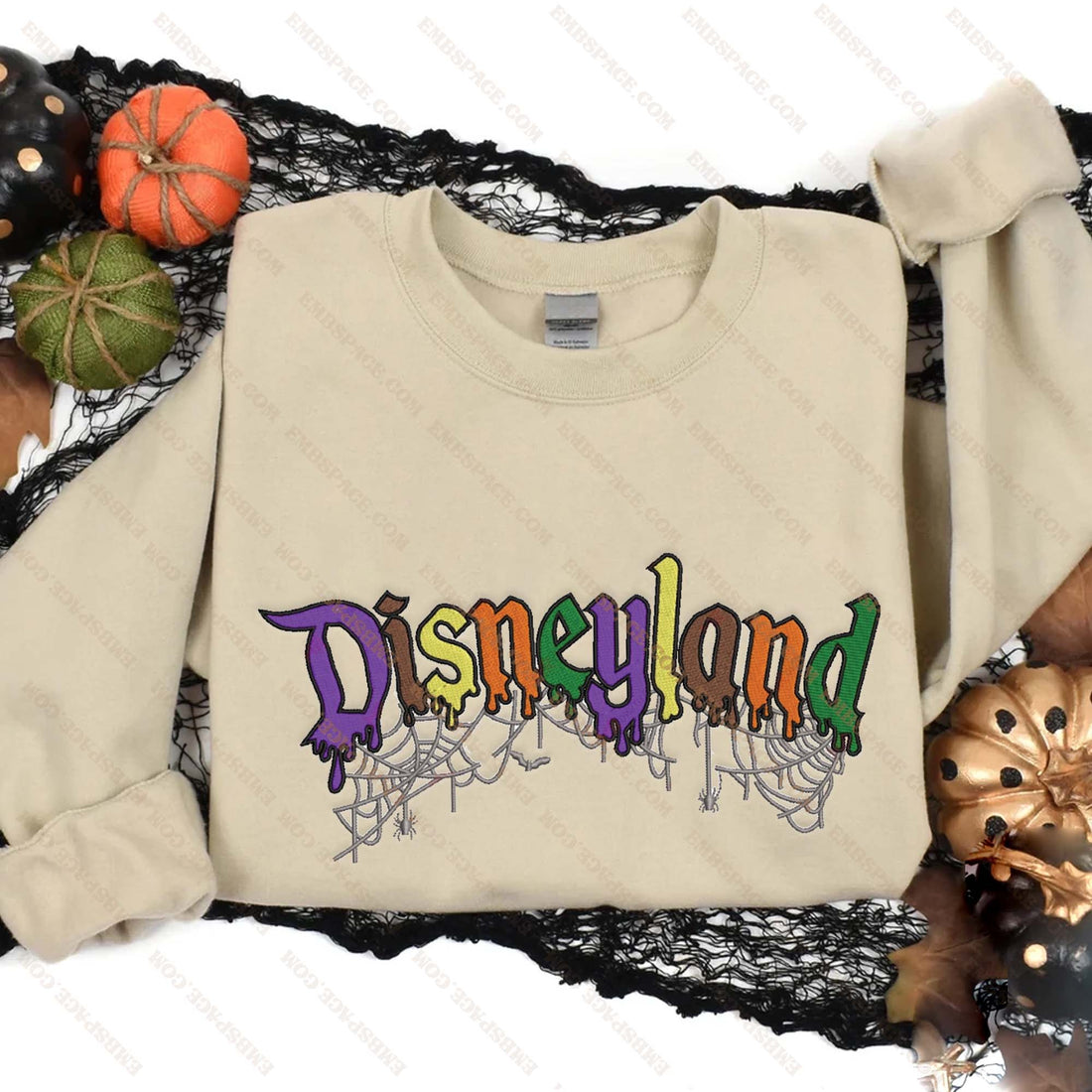 Land with Spiderweb Halloween Embroidery Sweatshirt, Halloween Embroidery Sweatshirt HLW_M1884