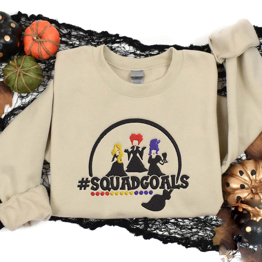 Horror Witch Sisters Embroidery Sweatshirt, Halloween Embroidery Sweatshirt HLW_M479