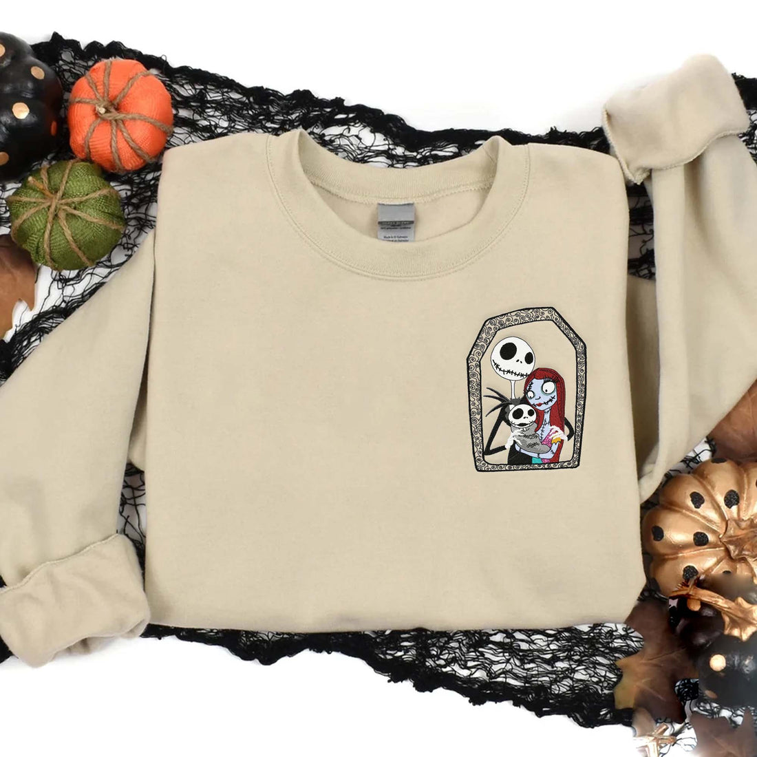 Family Horror Embroidery Halloween Sweatshirt, Halloween Embroidery Sweatshirt HLW_M385