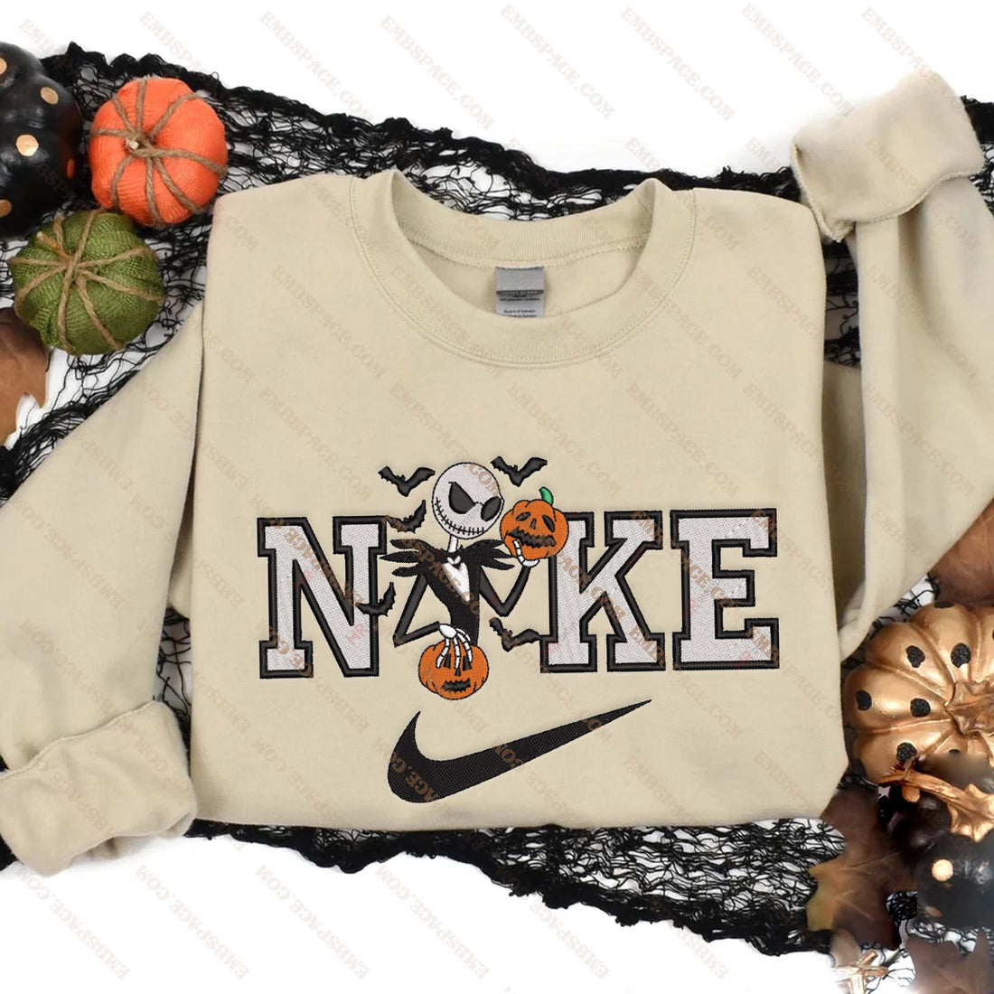 N King Carry Pumpkin Halloween Embroidery Sweatshirt, Halloween Embroidery Sweatshirt HLW_M1827