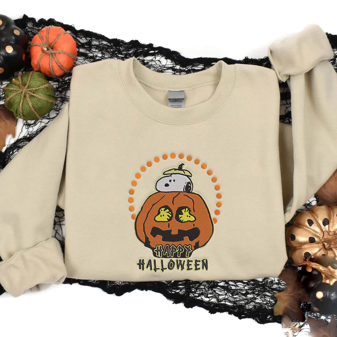 Dog In Pumpkin Halloween Sweatshirt, Halloween Embroidery Sweatshirt HLW_M534