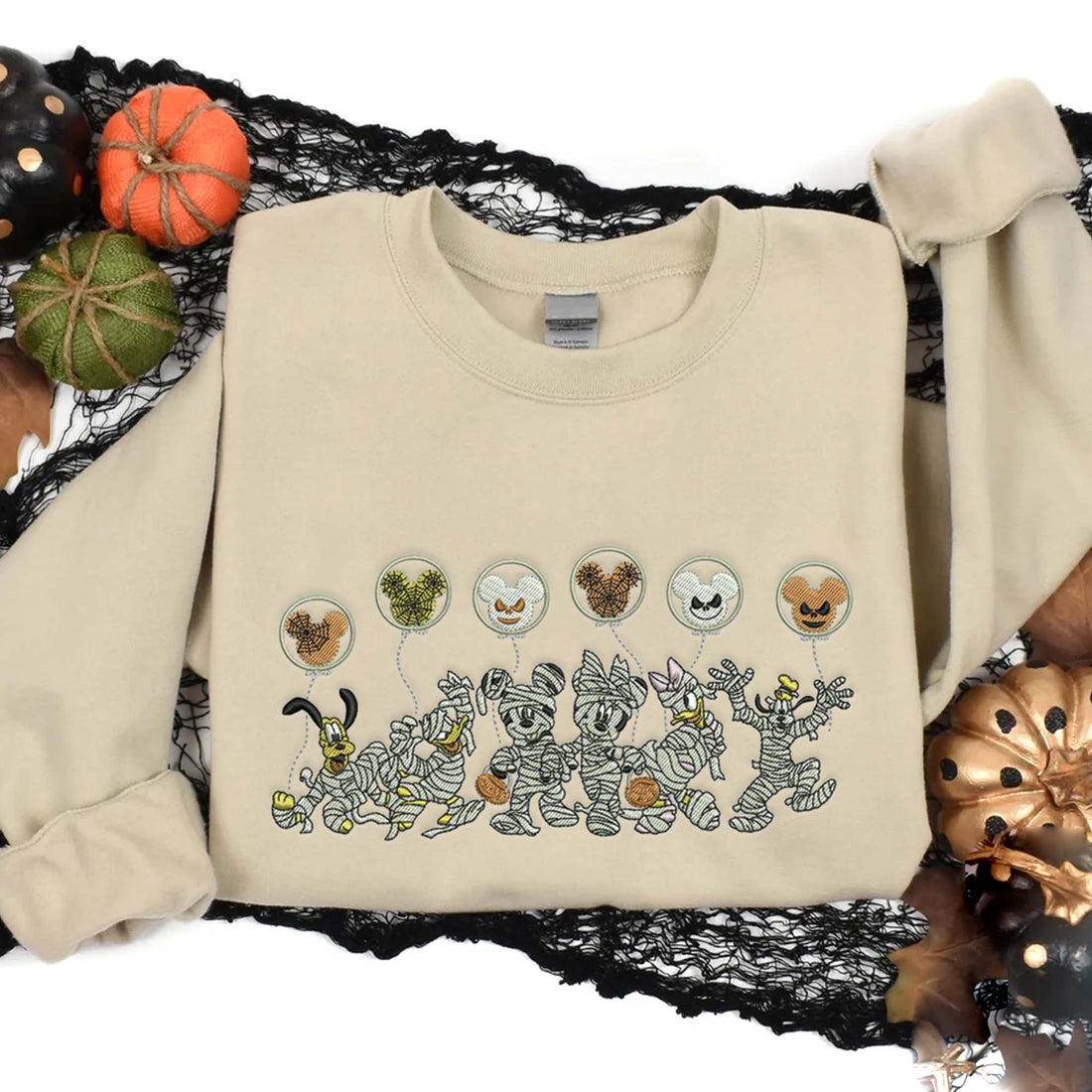 Bandaged Mouse and Friends Carrying Balloon Sweatshirt, Halloween Embroidery Sweatshirt HLW_M707
