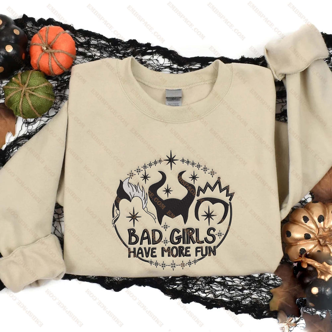 Halloween Cartoon Bad Girls Have More Fun Villain Queen Embroidery Sweatshirt, Halloween Embroidery Sweatshirt HLW_M1789