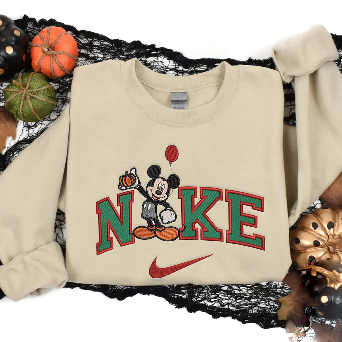 N Mouse with Balloon Halloween  Sweatshirt, Halloween Embroidery Sweatshirt HLW_M700