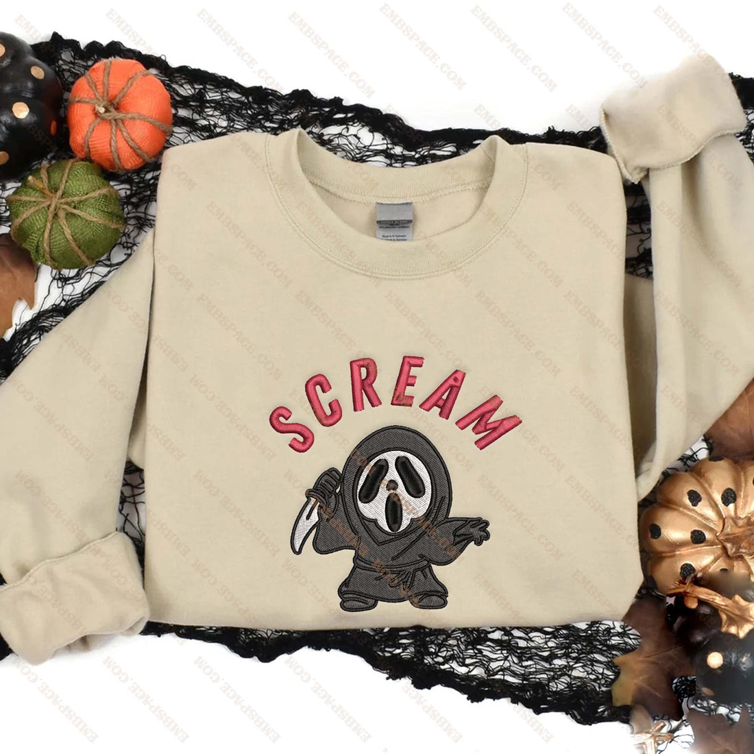 N Horror Movie Character Halloween Embroidery Sweatshirt, Halloween Embroidery Sweatshirt HLW_M1764