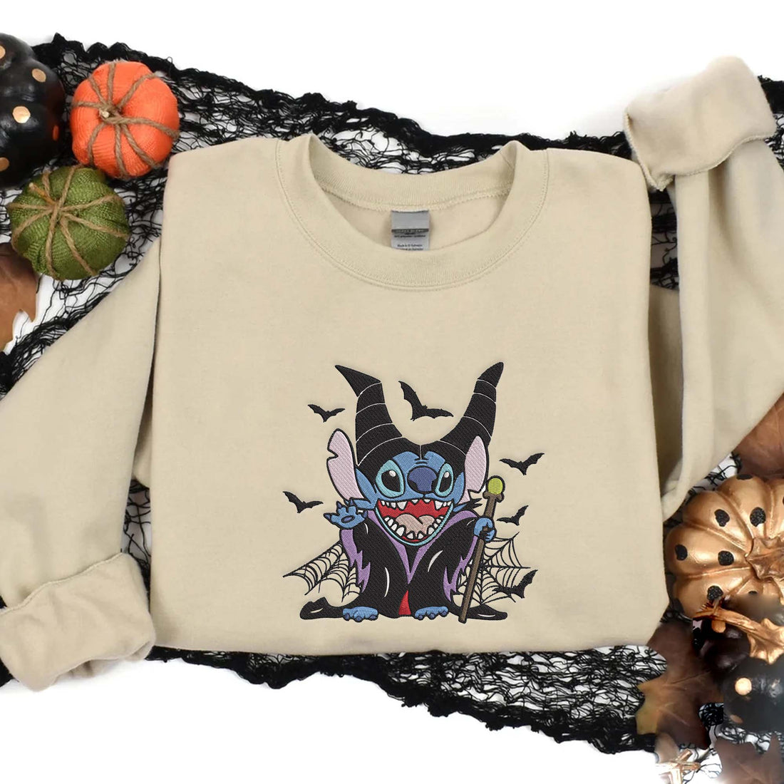 Witch Cartoon Character Embroidery Sweatshirt, Halloween Embroidery Sweatshirt HLW_M441