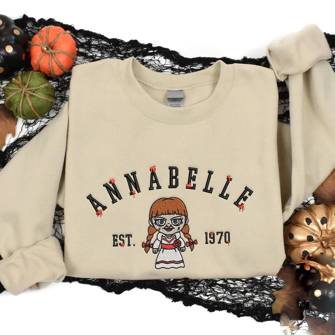 Doll Est 1970 Halloween Sweatshirt, Halloween Embroidery Sweatshirt HLW_M661
